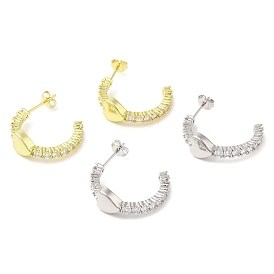 Clear Cubic Zirconia Arch with Heart Stud Earrings, Rack Plating Brass Earrings
