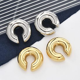 304 серьги-каффы из нержавеющей стали в форме буквы С для женщин, ионное покрытие (ip)