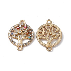 Colorful Evil Eye Alloy Enamel Connector Charms, Tree of Life Links, with Crystal Rhinestones