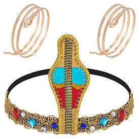Набор аксессуаров для египетского костюма, включает полиэстеровый головной убор в виде кобры и повязку из железной змеи, для вечеринки в честь Хэллоуина
