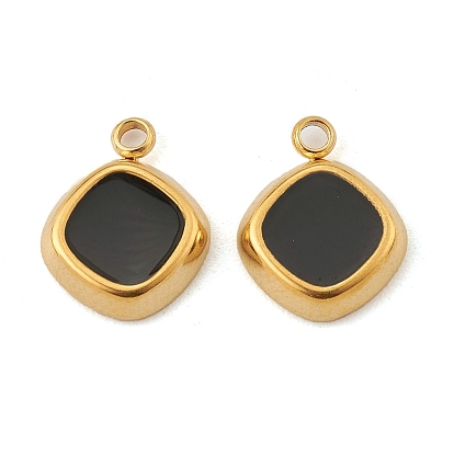 Мода 304 брелоки из нержавеющей стали с эмалью, ромб