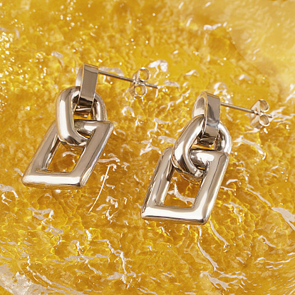 Стильные 304 серьги-гвоздики неправильной прямоугольной формы из нержавеющей стали