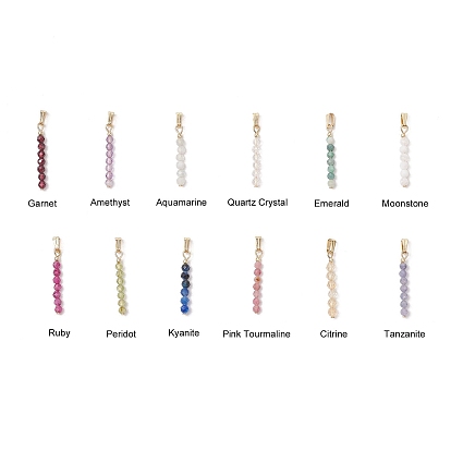 12 шт. 12 стили натуральные смешанные камни ограненные круглые бусины подвески, 12 амулеты из камней рождения, с 304 защелкой из нержавеющей стали на поручнях