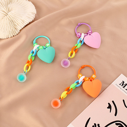 Colorful Detachable Resin Heart Keychain Bag Charm Pendant Accessory Gift
