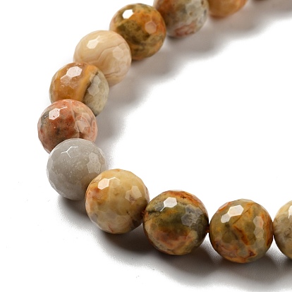 Natural Crazy Agate Beads Strands, Faceted(128 Facets), Round
