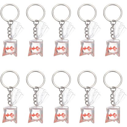 DIY 3D Goldfish Water Bag Keychain Making Kits, Including Resin Pendants, Iron Split Key Rings