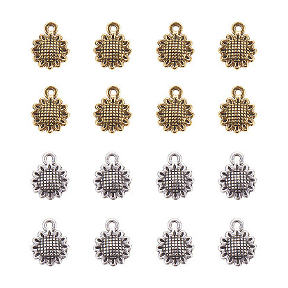 Alloy Tibetan Silver Charms, Sunflower