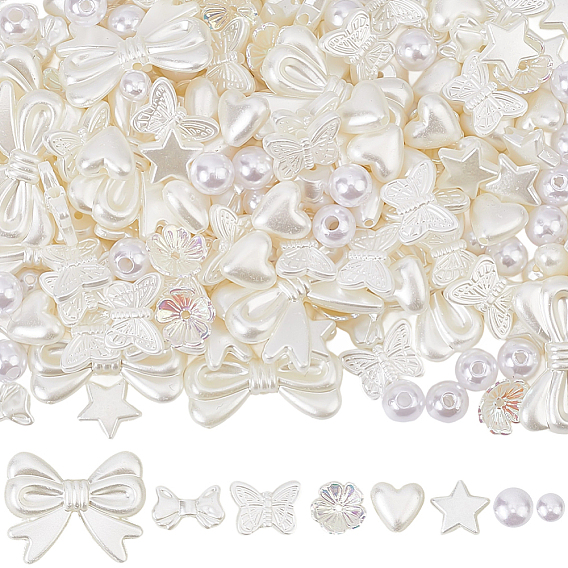590 шт. искусственные жемчужные бусины и колпачки из АБС-пластика, разнообразные