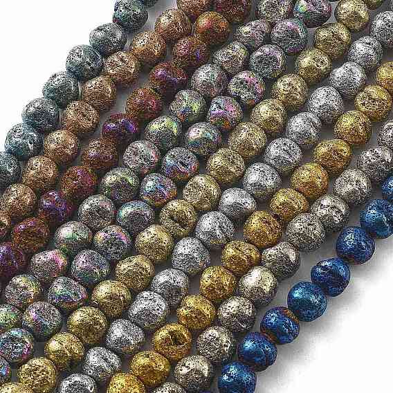 Гальванические бусины из натуральной лавы, круглые