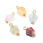 Two Tone Spray Painted Transparent Acrylic Pendants, with Iron Finding, Flower