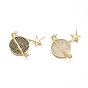 Brass Micro Pave Cubic Zirconia Pendants, Long-Lasting Plated, Planet, Universe Space Charms