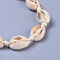 Cowrie Shell Beaded Necklaces, with Brass Lobster Claw Clasps and Eco-Friendly Korean Waxed Polyester Cord, Real 18K Gold Plated