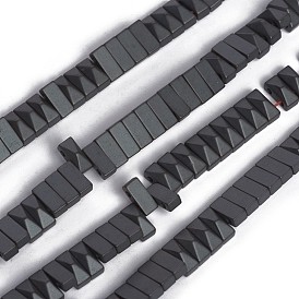 Non-magnetic Synthetic Hematite Multi-Strand Links, Two-Hole, Frosted, Pointed Rectangle