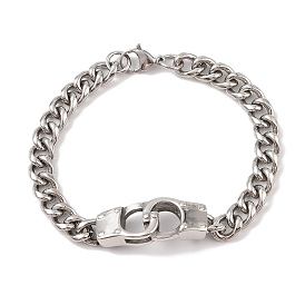 304 Stainless Steel Handcuffs Link Chain Bracelets for Men