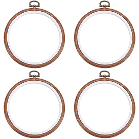 4шт. пластиковые пяльцы для вышивания крестиком, имитирующие дерево, с подвесным кольцом из сплава, аксессуары для швейных инструментов, круглые