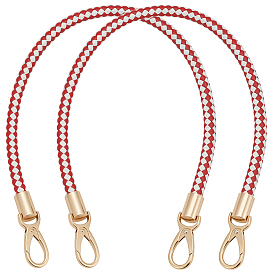 Двухцветные плетеные круглые ремни для сумки из искусственной кожи, Сплав с застежками, золотой свет