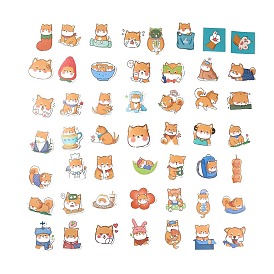 50Pcs 50 Styles Paper Cartoon Stickers Sets, Adhesive Decals for DIY Scrapbooking, Photo Album Decoration, Dog/Cat Pattern