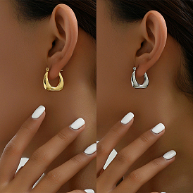 Stainless Steel Thick Hoop Earrings, for Women