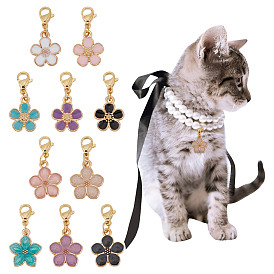 10Шт подвесные украшения из сплава эмали, с 304 из нержавеющей стали Lobster Claw застежками, цветок