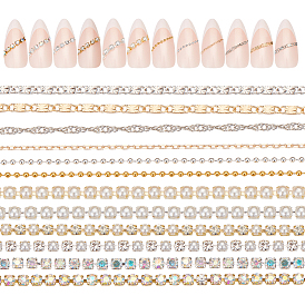 2 наборы 2 цепочки из сплава со стразами и пластиковой имитацией жемчуга, ногтей декоративные аксессуары