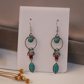 Boho Fringed Earrings - Ethnic, Vintage, Turquoise Earrings for Women.