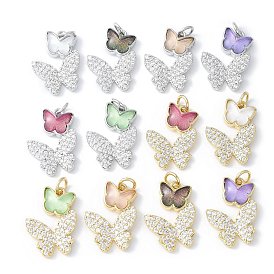 Подвески из латуни микропаве с фианитами и стеклом, бабочки прелести, стойки покрытие, долговечный, без кадмия и без свинца, с целью перехода в кольце