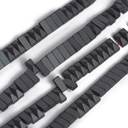 Non-magnetic Synthetic Hematite Multi-Strand Links, Two-Hole, Frosted, Pointed Rectangle