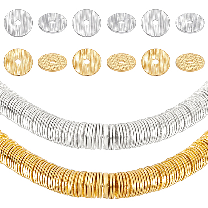 260Pcs 2 Colors Brass Spacer Beads, Long-Lasting Plated, Heishi Beads, Disc