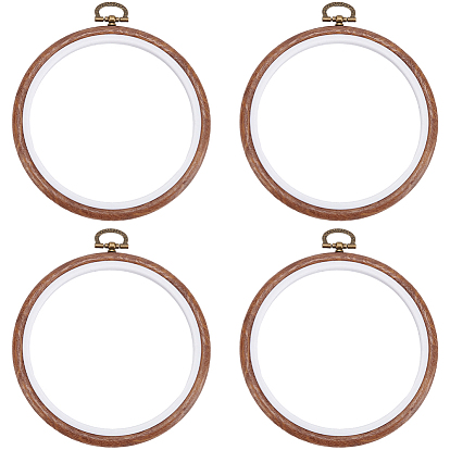4шт. пластиковые пяльцы для вышивания крестиком, имитирующие дерево, с подвесным кольцом из сплава, аксессуары для швейных инструментов, круглые