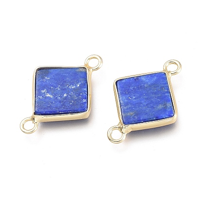 Соединители из натурального лазурита, с настоящими 18 к золотыми медными выводами, ромб
