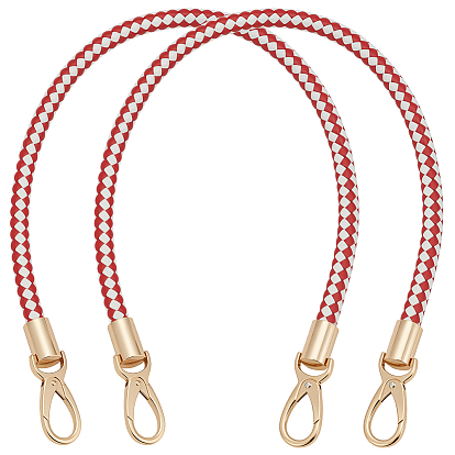 Двухцветные плетеные круглые ремни для сумки из искусственной кожи, Сплав с застежками, золотой свет