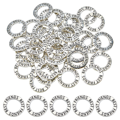 40 шт. закрытые соединительные кольца из цинкового сплава, круг со словом лучшие друзья
