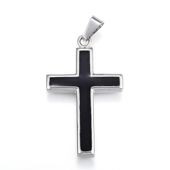 304 Stainless Steel Enamel Pendants, Cross