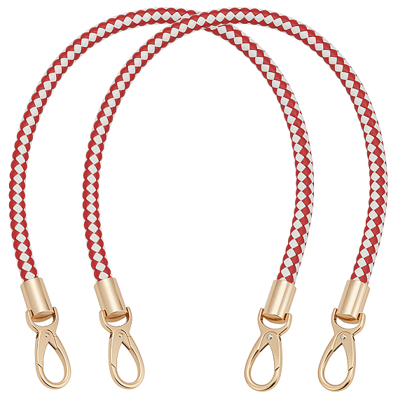 Двухцветные плетеные круглые ремни для сумки из искусственной кожи, Сплав с застежками, золотой свет