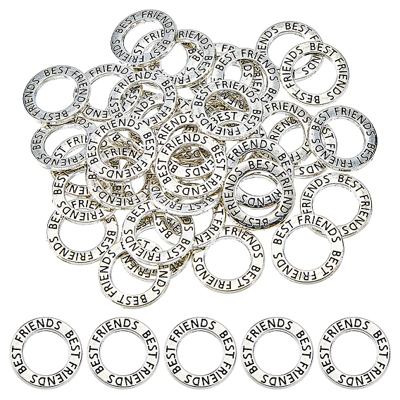 40 шт. закрытые соединительные кольца из цинкового сплава, круг со словом лучшие друзья