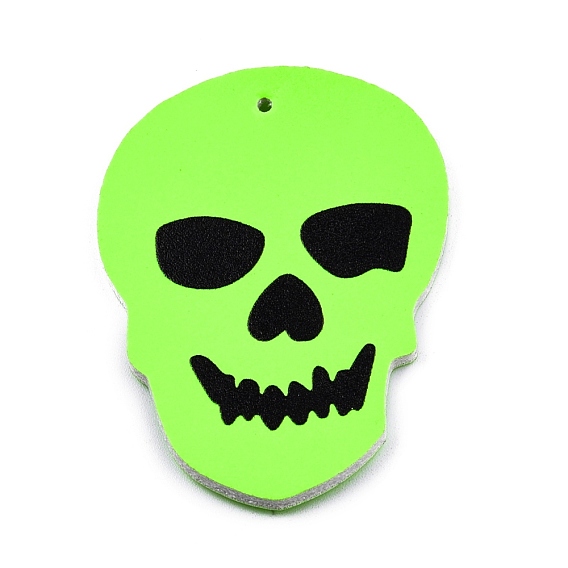 Halloween Theme Imitation Leather Pendants, Skull