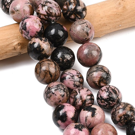 Природные родонит бисер нитей, круглые