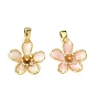 Латунные микро проложить кубического циркония подвески, с эмалью, цветок, реальный 18 k позолоченный