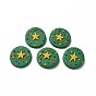 Handmade Polymer Clay Cabochons, Christmas, Flat Round with Star
