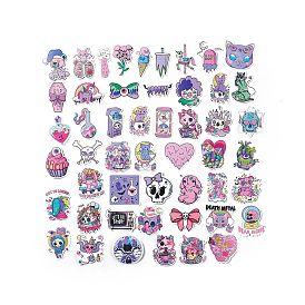 50Pcs 50 Styles Halloween Theme PET Stickers Sets, Waterproof Adhesive Decals for DIY Scrapbooking, Photo Album Decoration, Skull Pattern