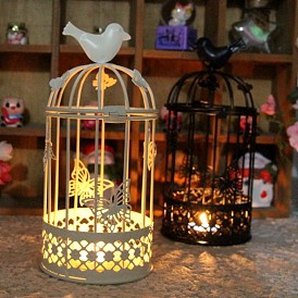 Large Birdcage Metal Candlestick Iron Art Ornament Creative Hollow Butterfly Crafts