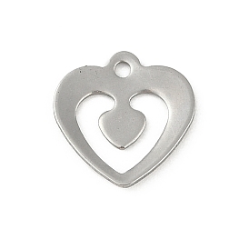 201 Stainless Steel Charms, Heart Charm