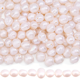 2 Strands Natural Cultured Freshwater Pearl Beads Strands, Two Sides Polished