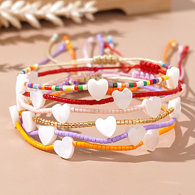 Браслеты из бисера и стеклянных бусин в стиле бохо, украшения из натуральных ракушек для женщин, сердце