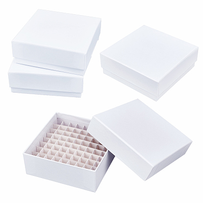 4Pcs Cardboard Test Tube Freezer Boxes, with 100 Compartments, Lab Supplies, Square