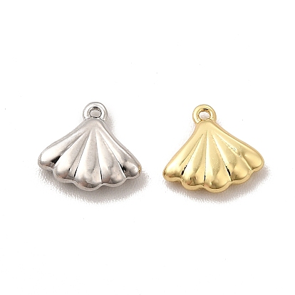 Rack Plating Brass Charms, Cadmium Free & Lead Free, Long-Lasting Plated, Shell Charm