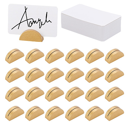 30Pcs Half Round Wood Name Card Holder, Business Card Holders, for Wedding, Birthday Party Table Number Sign