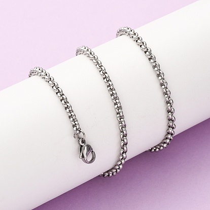 3мм 304 ожерелья из нержавеющей стали с цепочкой роло, не тускнеет