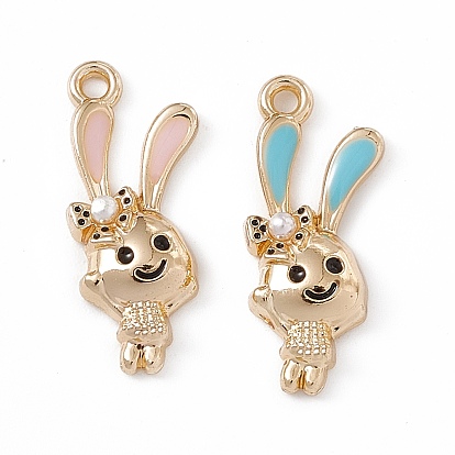 Alloy Enamel Pendants, Golden, Rabbit Charm