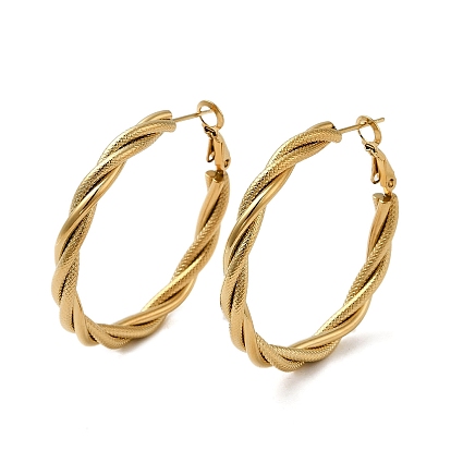304 Stainless Steel Twist Ring Hoop Earrings for Women